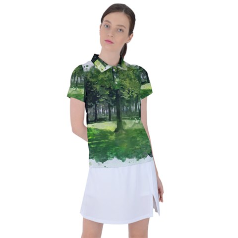 Beeches Trees Tree Lawn Forest Nature Women s Polo Tee by Wegoenart