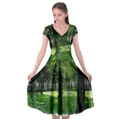 Beeches Trees Tree Lawn Forest Nature Cap Sleeve Wrap Front Dress by Wegoenart