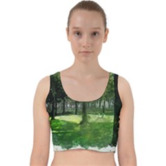 Beeches Trees Tree Lawn Forest Nature Velvet Racer Back Crop Top by Wegoenart