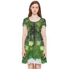 Beeches Trees Tree Lawn Forest Nature Inside Out Cap Sleeve Dress by Wegoenart