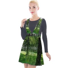 Beeches Trees Tree Lawn Forest Nature Plunge Pinafore Velour Dress by Wegoenart