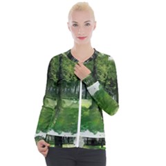 Beeches Trees Tree Lawn Forest Nature Casual Zip Up Jacket by Wegoenart