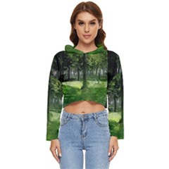 Beeches Trees Tree Lawn Forest Nature Women s Lightweight Cropped Hoodie by Wegoenart