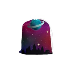 Asteroid Comet Star Space Aurora Drawstring Pouch (small) by Wegoenart