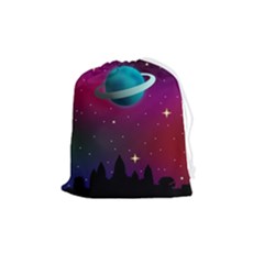 Asteroid Comet Star Space Aurora Drawstring Pouch (medium) by Wegoenart