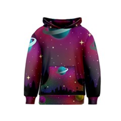 Asteroid Comet Star Space Aurora Kids  Pullover Hoodie by Wegoenart