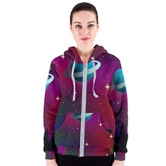 Asteroid Comet Star Space Aurora Women s Zipper Hoodie by Wegoenart