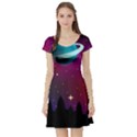 Asteroid Comet Star Space Aurora Short Sleeve Skater Dress View1