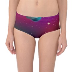 Asteroid Comet Star Space Aurora Mid-waist Bikini Bottoms by Wegoenart