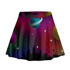 Asteroid Comet Star Space Aurora Mini Flare Skirt by Wegoenart