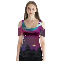 Asteroid Comet Star Space Aurora Butterfly Sleeve Cutout Tee 