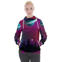 Asteroid Comet Star Space Aurora Women s Hooded Pullover by Wegoenart