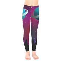 Asteroid Comet Star Space Aurora Kids  Leggings by Wegoenart