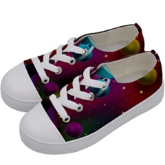 Asteroid Comet Star Space Aurora Kids  Low Top Canvas Sneakers by Wegoenart