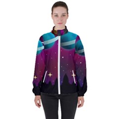 Asteroid Comet Star Space Aurora Women s High Neck Windbreaker by Wegoenart