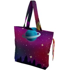 Asteroid Comet Star Space Aurora Drawstring Tote Bag by Wegoenart