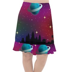 Asteroid Comet Star Space Aurora Fishtail Chiffon Skirt by Wegoenart