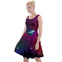 Asteroid Comet Star Space Aurora Knee Length Skater Dress by Wegoenart