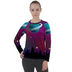 Asteroid Comet Star Space Aurora Women s Long Sleeve Raglan Tee