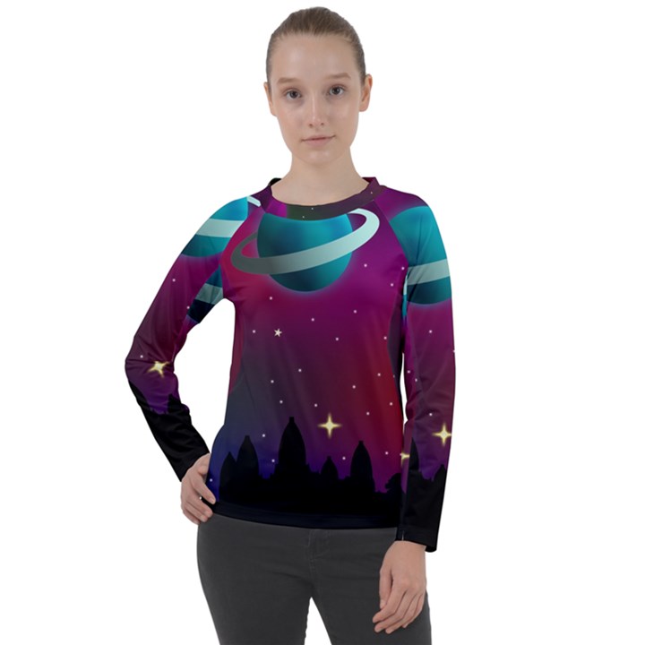 Asteroid Comet Star Space Aurora Women s Long Sleeve Raglan Tee