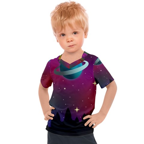 Asteroid Comet Star Space Aurora Kids  Sports Tee by Wegoenart