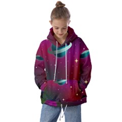 Asteroid Comet Star Space Aurora Kids  Oversized Hoodie by Wegoenart