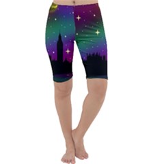 Illustration Clock Asteroid Comet Galaxy Cropped Leggings  by Wegoenart