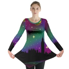 Illustration Clock Asteroid Comet Galaxy Long Sleeve Tunic  by Wegoenart