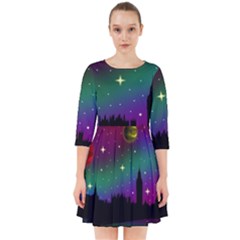 Illustration Clock Asteroid Comet Galaxy Smock Dress by Wegoenart