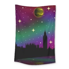 Illustration Clock Asteroid Comet Galaxy Small Tapestry by Wegoenart