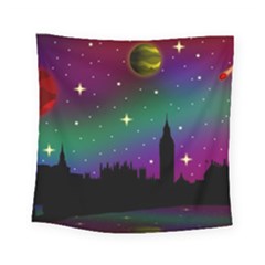 Illustration Clock Asteroid Comet Galaxy Square Tapestry (small)