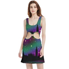 Illustration Clock Asteroid Comet Galaxy Velvet Cutout Dress by Wegoenart