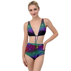 Illustration Clock Asteroid Comet Galaxy Tied Up Two Piece Swimsuit by Wegoenart