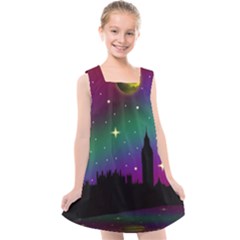 Illustration Clock Asteroid Comet Galaxy Kids  Cross Back Dress by Wegoenart