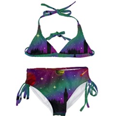 Illustration Clock Asteroid Comet Galaxy Kids  Classic Bikini Set by Wegoenart