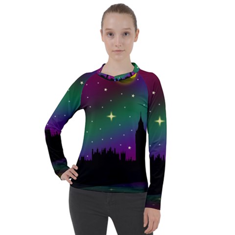 Illustration Clock Asteroid Comet Galaxy Women s Pique Long Sleeve Tee by Wegoenart