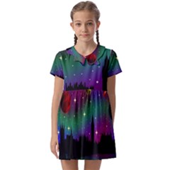 Illustration Clock Asteroid Comet Galaxy Kids  Asymmetric Collar Dress by Wegoenart