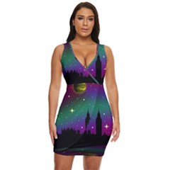 Illustration Clock Asteroid Comet Galaxy Draped Bodycon Dress by Wegoenart