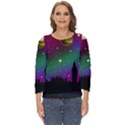 Illustration Clock Asteroid Comet Galaxy Cut Out Wide Sleeve Top View1