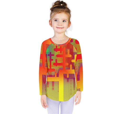 Code Binary System Kids  Long Sleeve Tee by Wegoenart