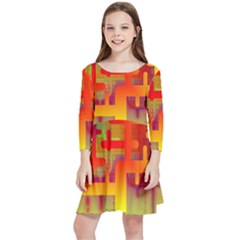 Code Binary System Kids  Quarter Sleeve Skater Dress by Wegoenart