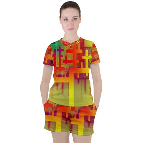 Code Binary System Women s Tee And Shorts Set by Wegoenart