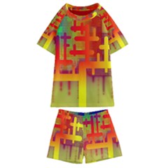 Code Binary System Kids  Swim Tee And Shorts Set by Wegoenart