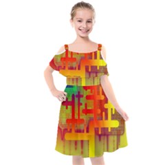 Code Binary System Kids  Cut Out Shoulders Chiffon Dress by Wegoenart