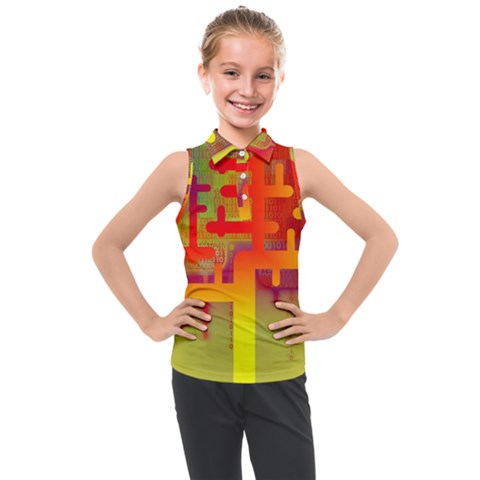 Code Binary System Kids  Sleeveless Polo Tee by Wegoenart