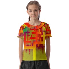 Code Binary System Kids  Frill Chiffon Blouse by Wegoenart