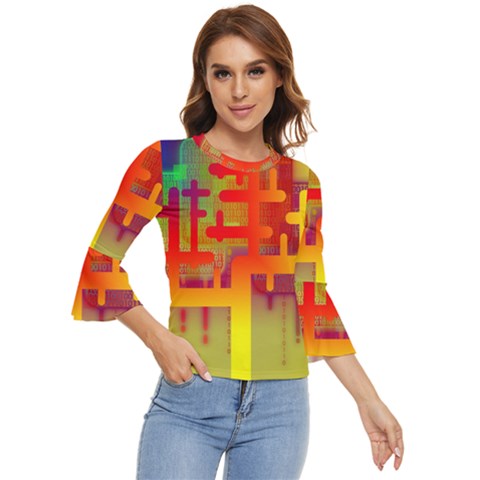 Code Binary System Bell Sleeve Top by Wegoenart