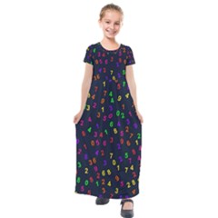 Number Digit Learning Education Kids  Short Sleeve Maxi Dress by Wegoenart