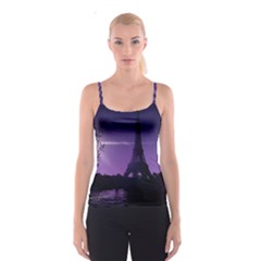 Eiffel Tower Paris-nigh Silhouette Spaghetti Strap Top by Wegoenart