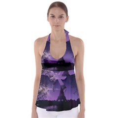 Eiffel Tower Paris-nigh Silhouette Babydoll Tankini Top by Wegoenart